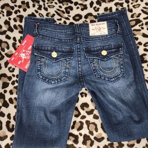 NWT True Religion Halle Mid Rise Super Skinny Dark Jeans 26 x 28 Women's